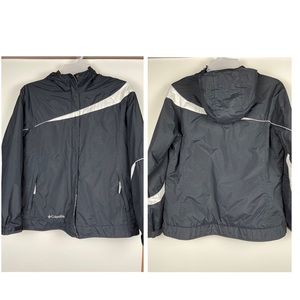 Columbia Women’s Black Water Resistant Hooded Zip Front Jacket Size Large